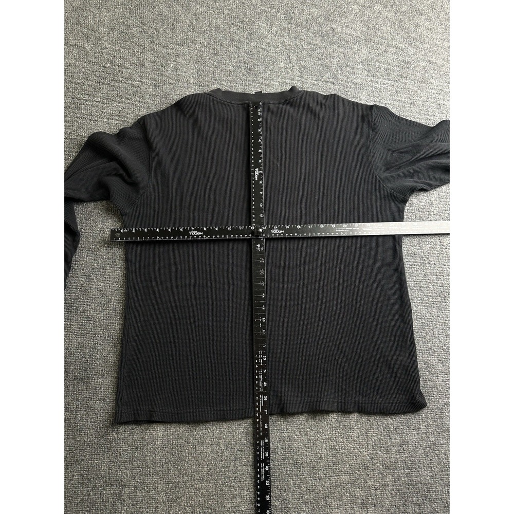 Mens South Pole Black Waffle Knit Thermal Long Sleeve Shirt, Size 2XL - Picture 3 of 5
